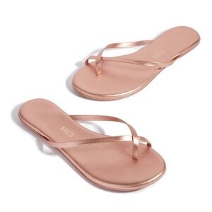 TKEES Riley in Beach Pearl Flats Rose Gold Strap size 5 6 or kids 3 4 teens